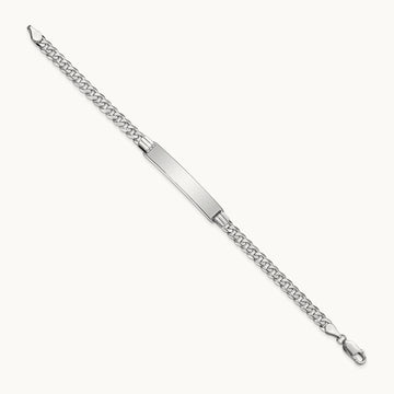 WG Flat Curb Link ID Bracelet, 14K
