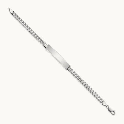WG Flat Curb Link ID Bracelet, 14K