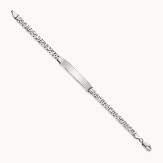 WG Flat Curb Link ID Bracelet, 14K