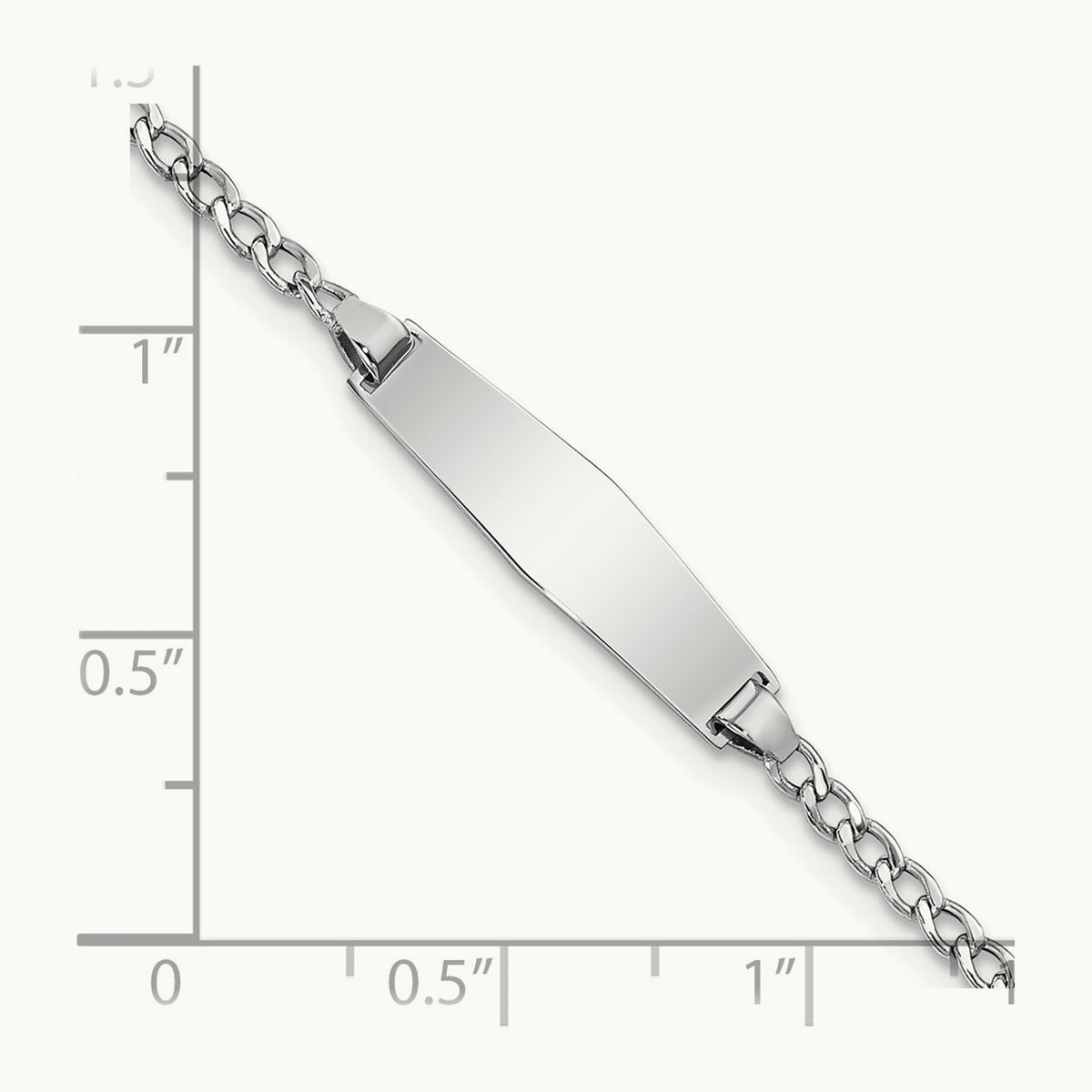 WG Semi-solid Soft Diamond Shape Cuban ID Bracelet, 14K