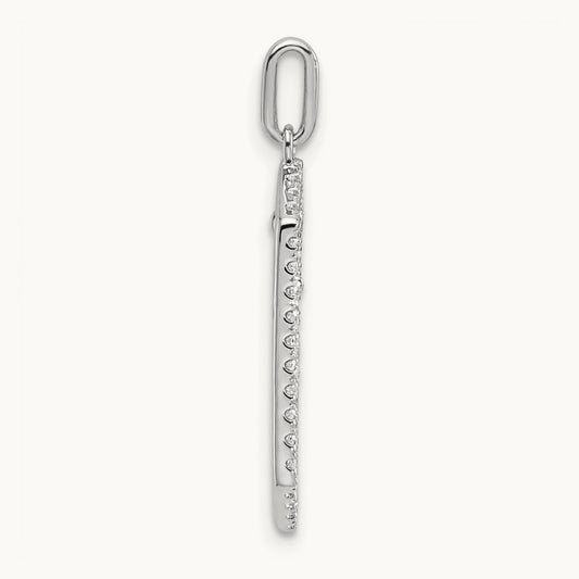 Polished Diamond Framed Dangle Cross Pendant, 14K White Gold