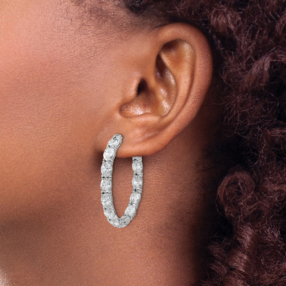 Oval & Round in/Out Hoop Earrings, 8.50 ct tw Lab-Grown Diamond — 14K White Gold