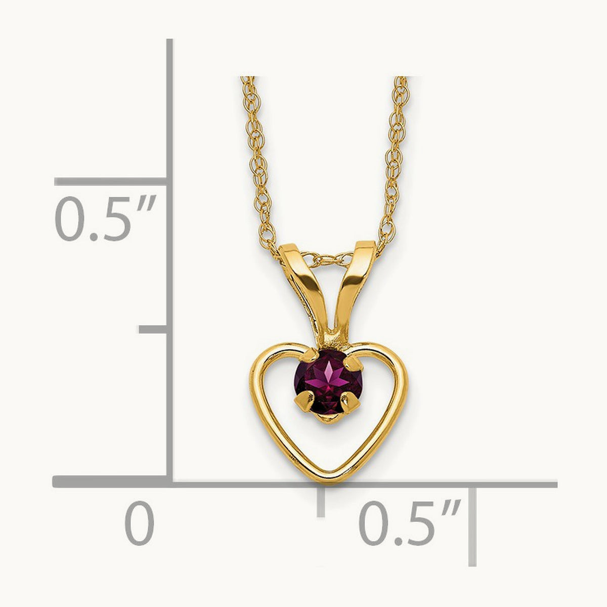 Madi K Rhodolite Garnet Heart Birthstone Necklace, 3mm, 14K