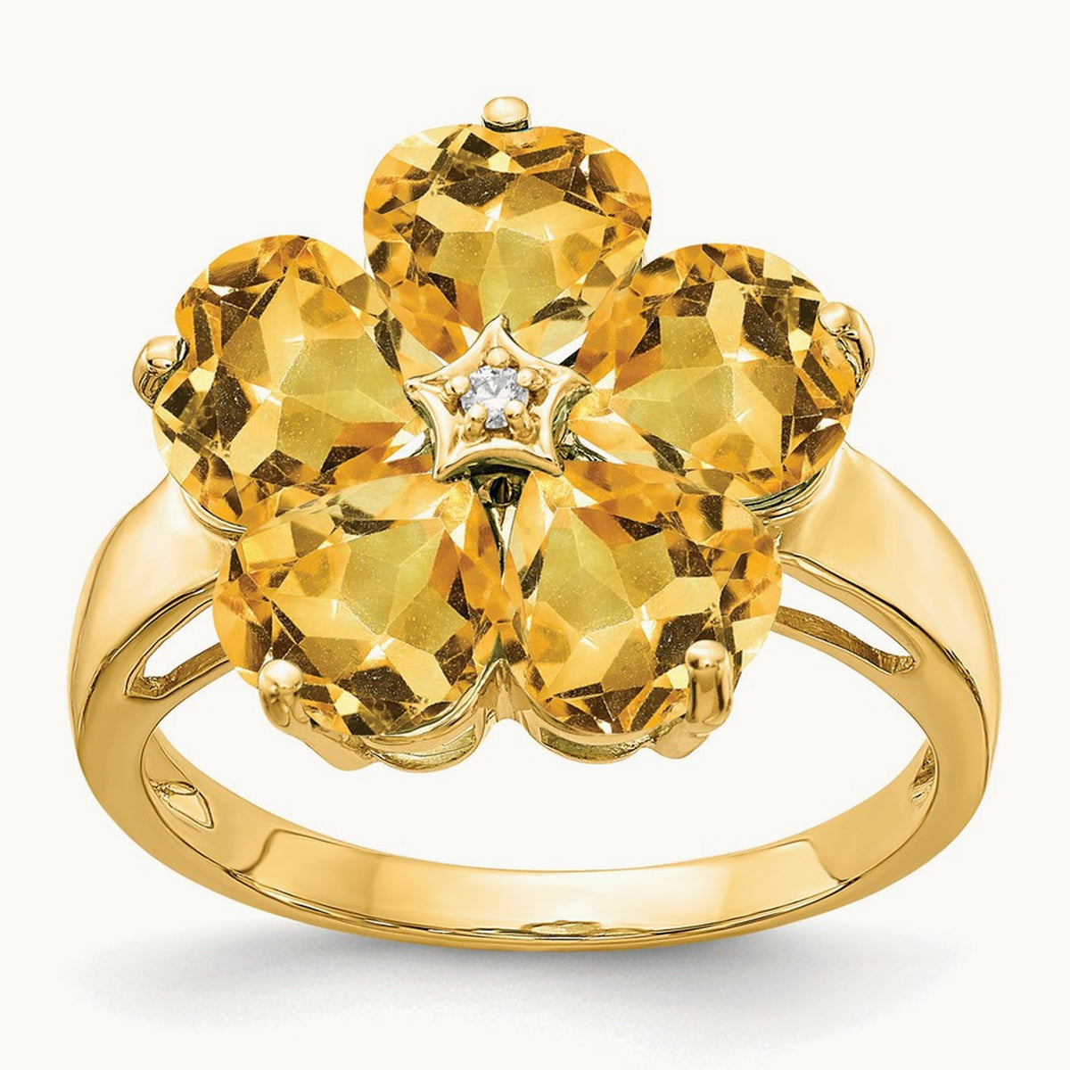 Heart Citrine AA Diamond ring — photo set