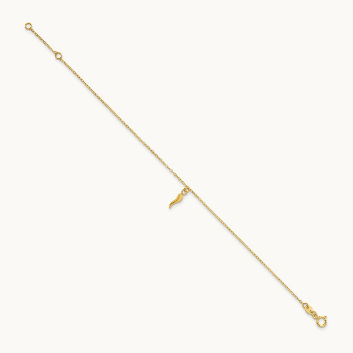 Polished Italian Horn Dangles w/.75in Ext Bracelet, 14K