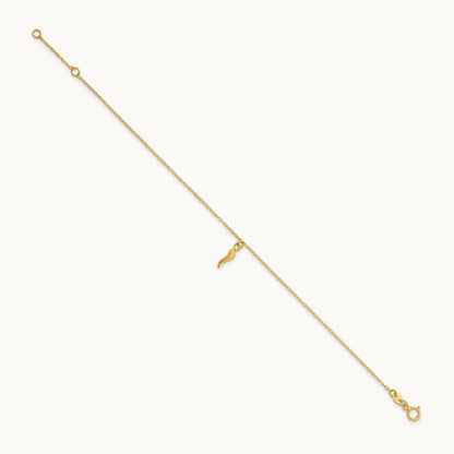 Polished Italian Horn Dangles w/.75in Ext Bracelet, 14K