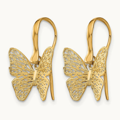 Polished Filigree Butterfly Earrings, 14K — Leslie's