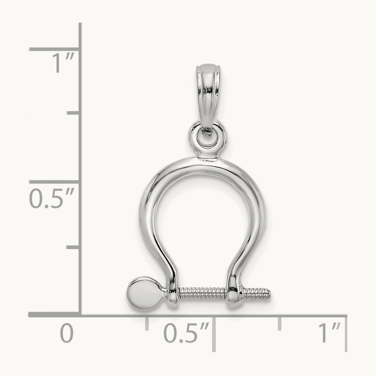 3-D Small Shackle Link Screw Charm — 14K White Gold