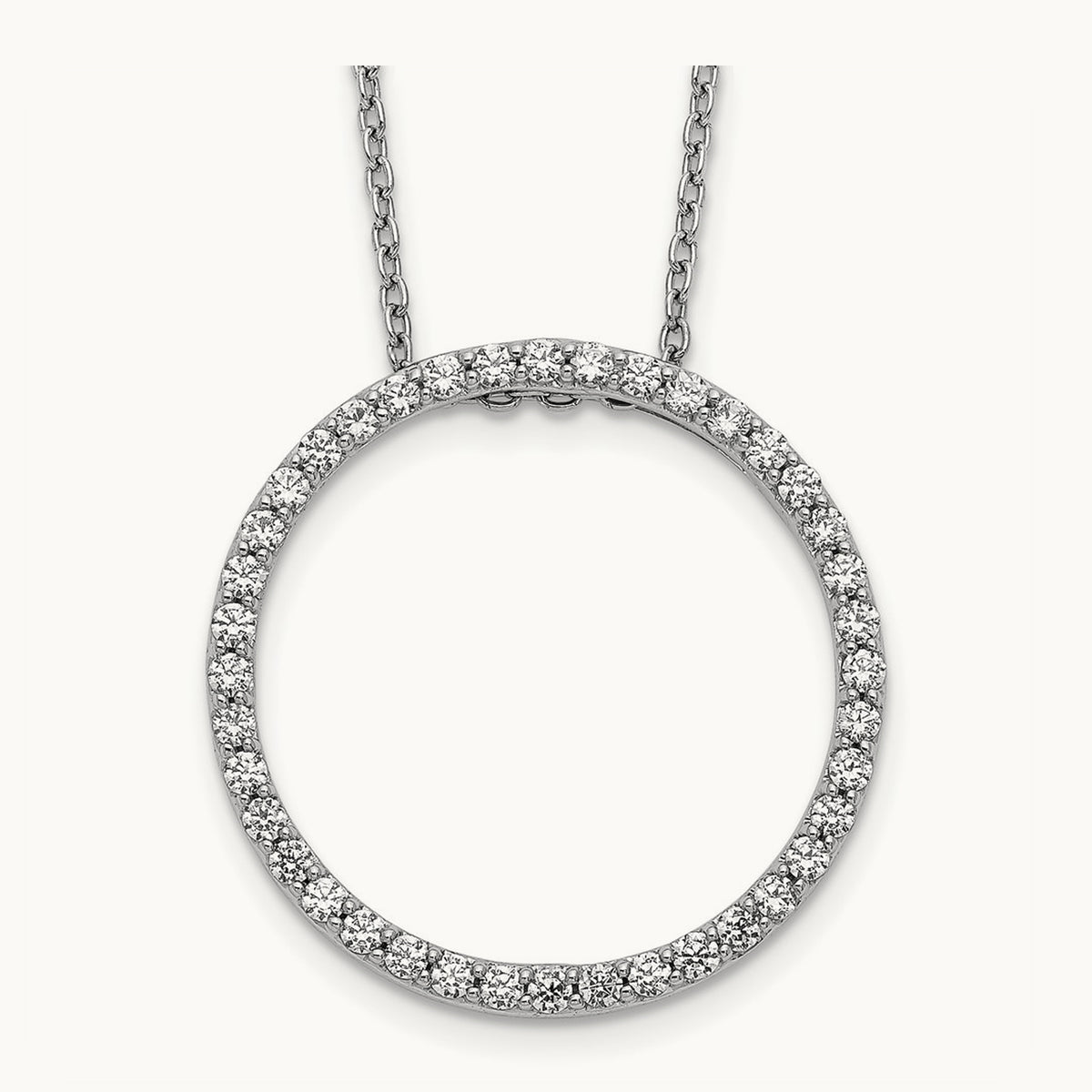Diamond Circle 18 inch Necklace, 14K White Gold