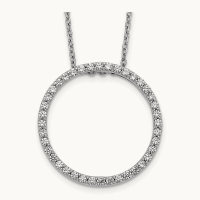 Diamond Circle 18 inch Necklace, 14K White Gold