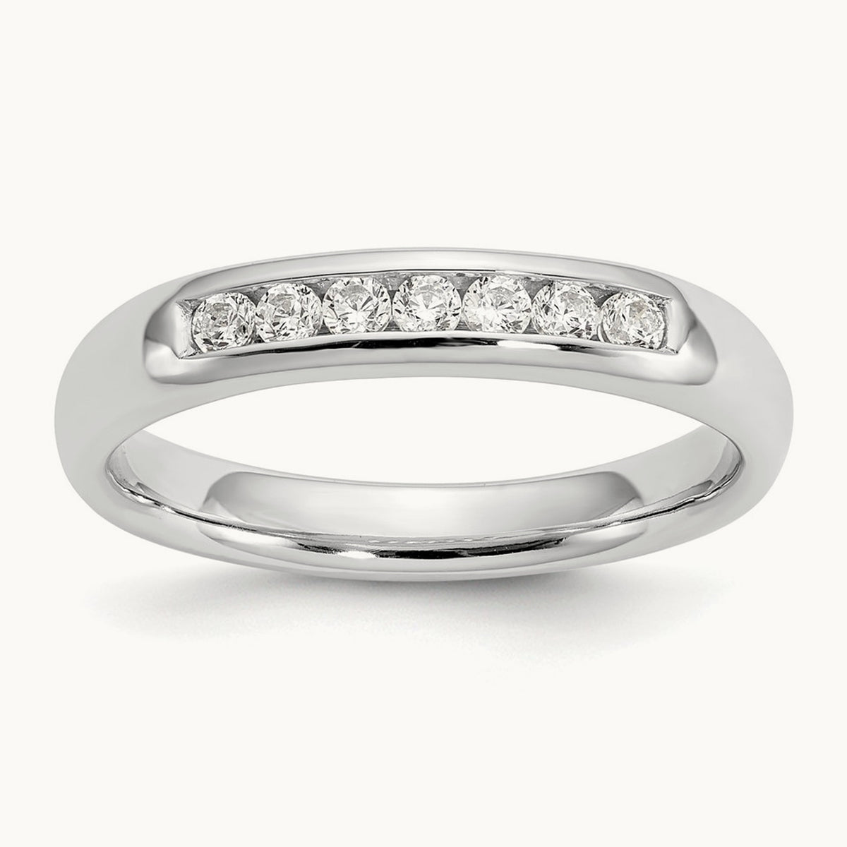 7-Stone Diamond Channel Band, 14K White Gold