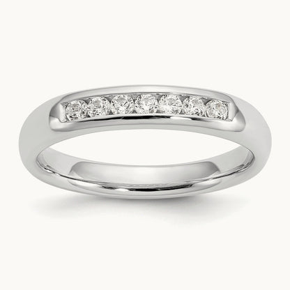 7-Stone Diamond Channel Band, 14K White Gold