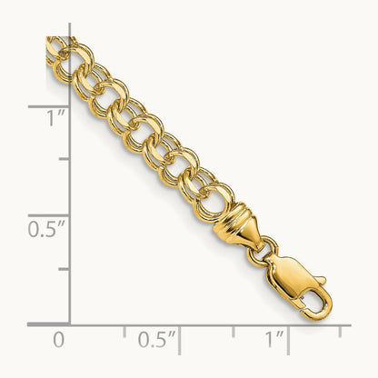 7in Solid Double Link Charm Bracelet — 14K Yellow Gold, 4.75mm