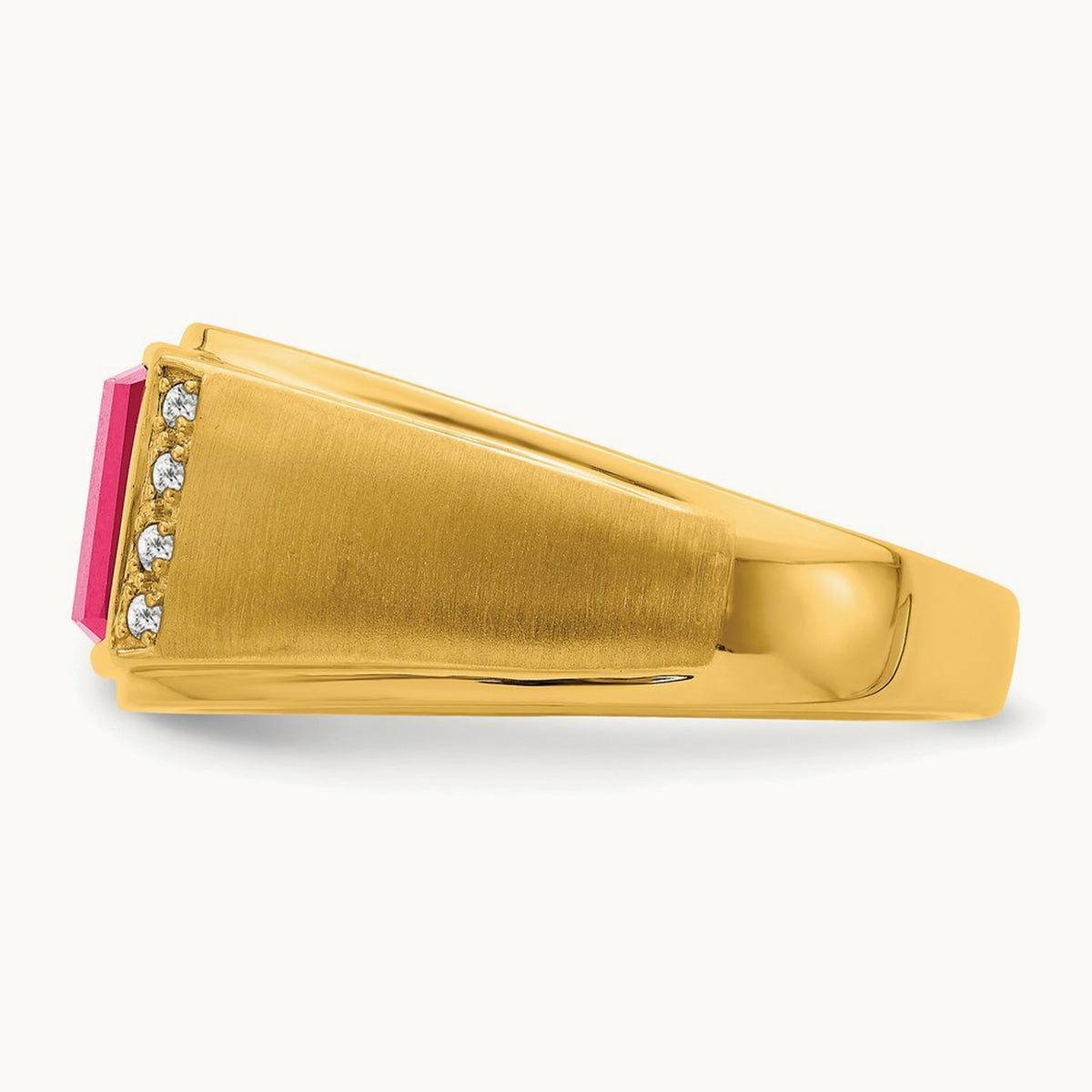 Created Ruby and Diamond Mens Ring, 14K