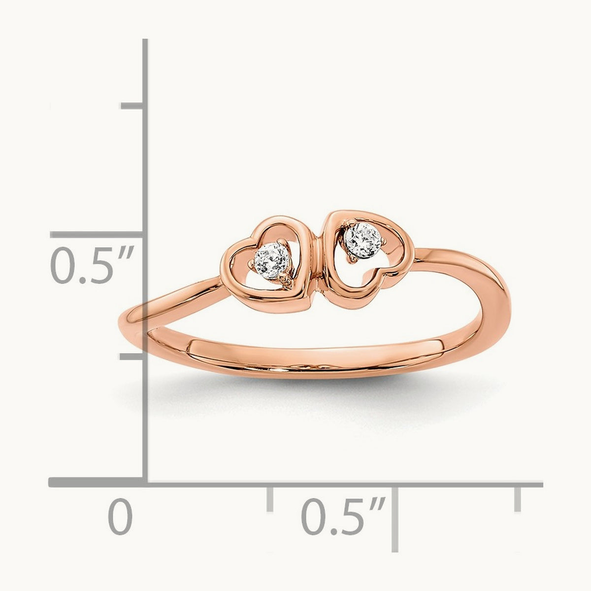 Polished Double Heart Diamond Ring — photo set
