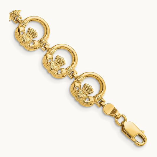 Claddagh Circle Horizontal Bracelet, 14K