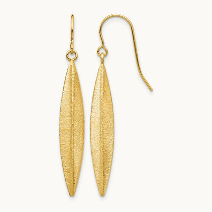 Brushed Dangle Earrings — 14K Yellow Gold