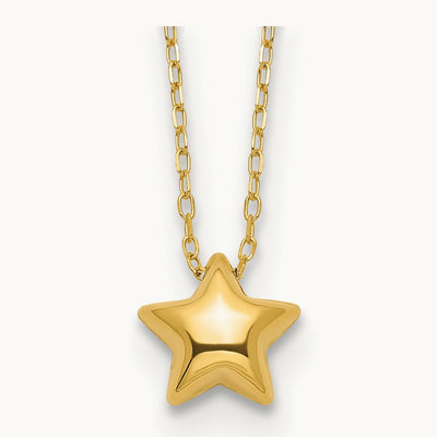 Polished Puffed Star 16.5in Necklace, 14K