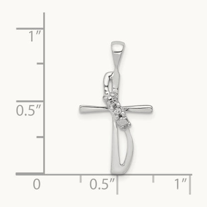 .01ct. Diamond Cross Pendant, 14K White Gold