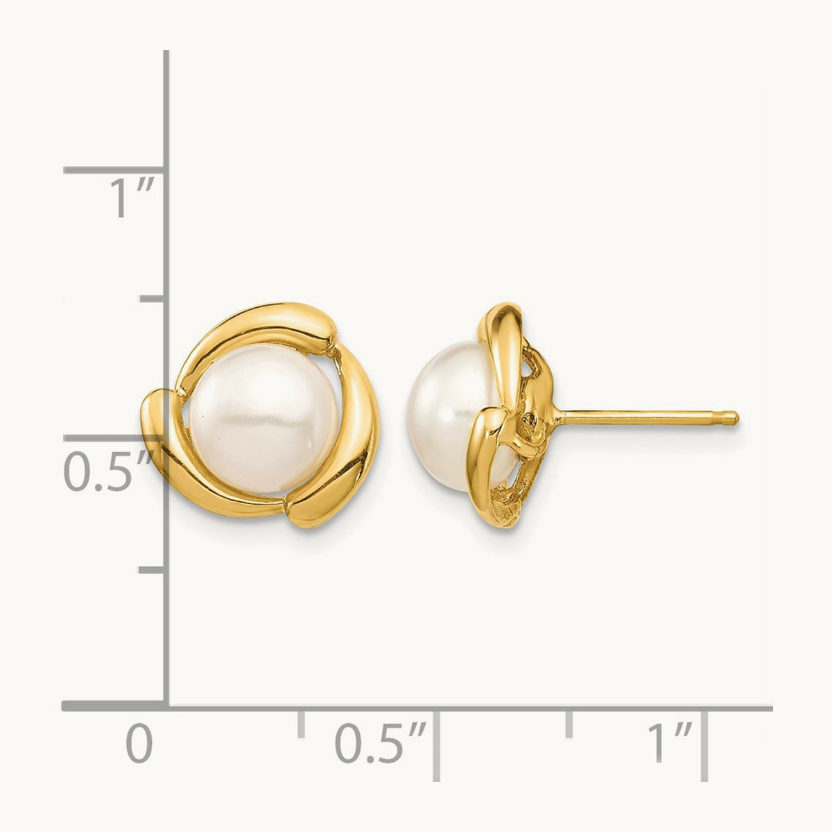 Button Freshwater Cultured Pearl Post Earrings — 14K Yellow Gold