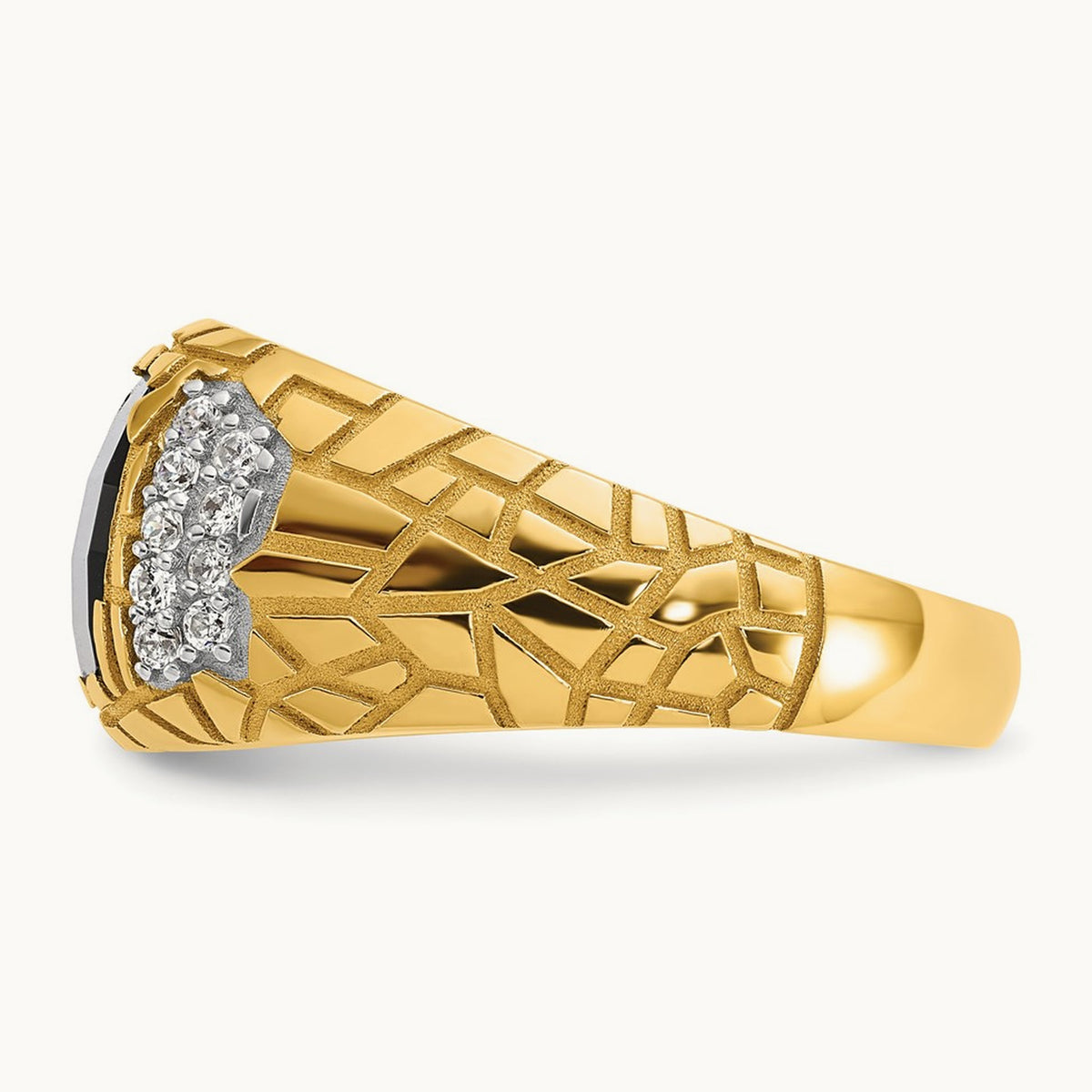 Onyx Nugget Men's Ring, 0.25 ct tw Lab-Grown Diamond