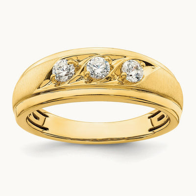 3-Stone Complete Diamond Men's Ring, 14K