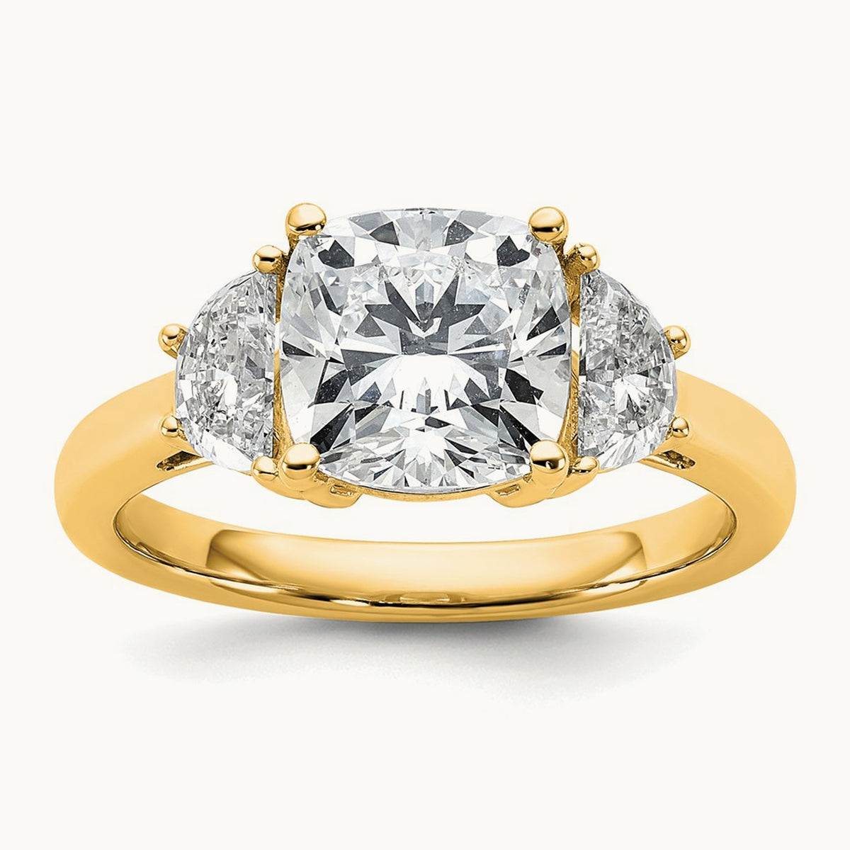 Half Moon & Cushion Semi-Mount Engagement Ring, 0.25-1.00 ct tw Lab-Grown Diamond — 5/8 ct, 14K Yellow Gold