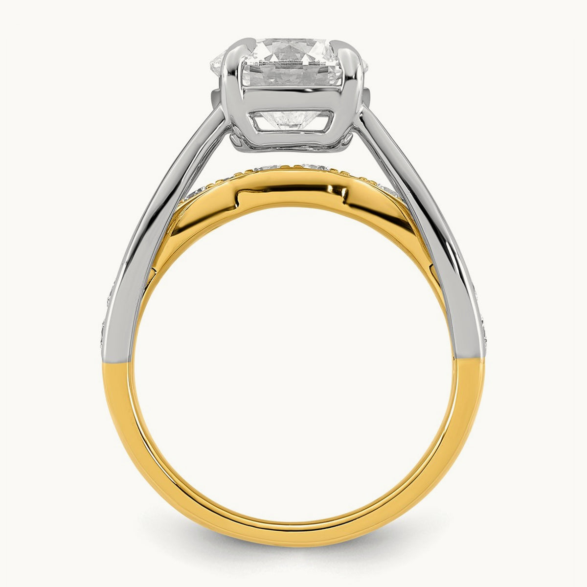 14ktt Certified Round Center Lab Grown Diamond VS+ F+ Ring