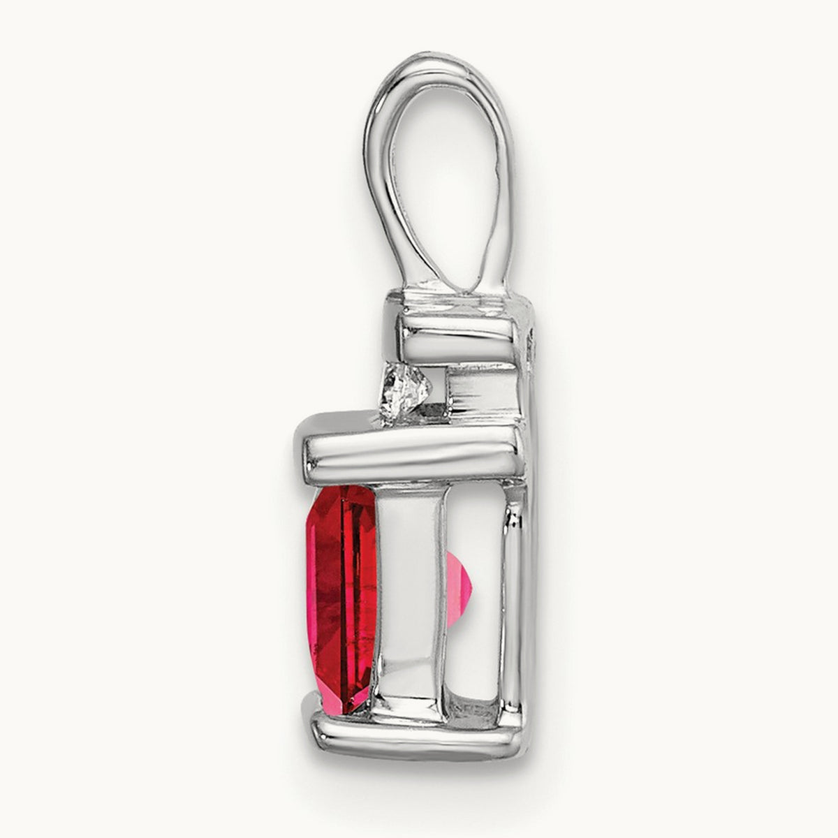 Square Ruby and Diamond Pendant, 14K White Gold