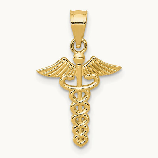 Caduceus Medical Pendant, 14K