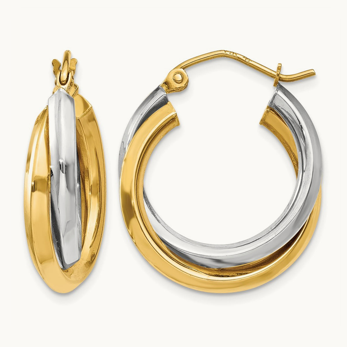 Polished Double Hoop Earrings — 14mm