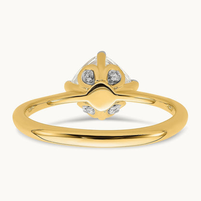 Polish 1 1/2ct Cushion Leaf Design Semi-Mount Dia Ring, 14K