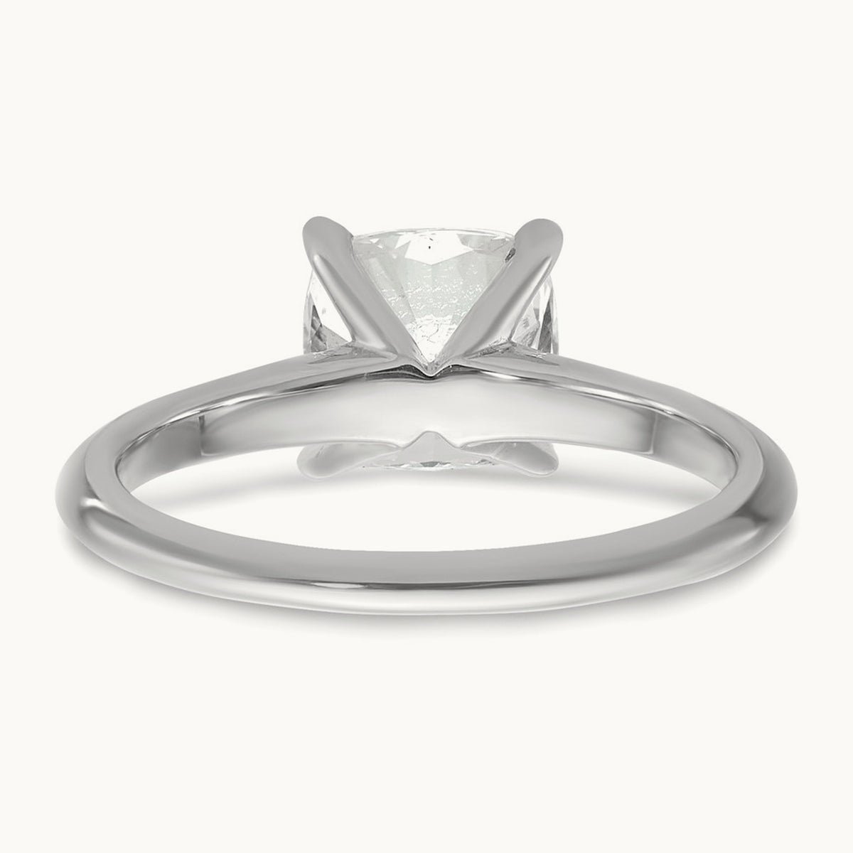 2 1/2ct Cert Lab Grown Diamond VS+ F+ Cushion Comp Solitaire Eng Ring, 14K White Gold