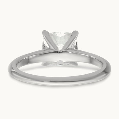 2 1/2ct Cert Lab Grown Diamond VS+ F+ Cushion Comp Solitaire Eng Ring, 14K White Gold
