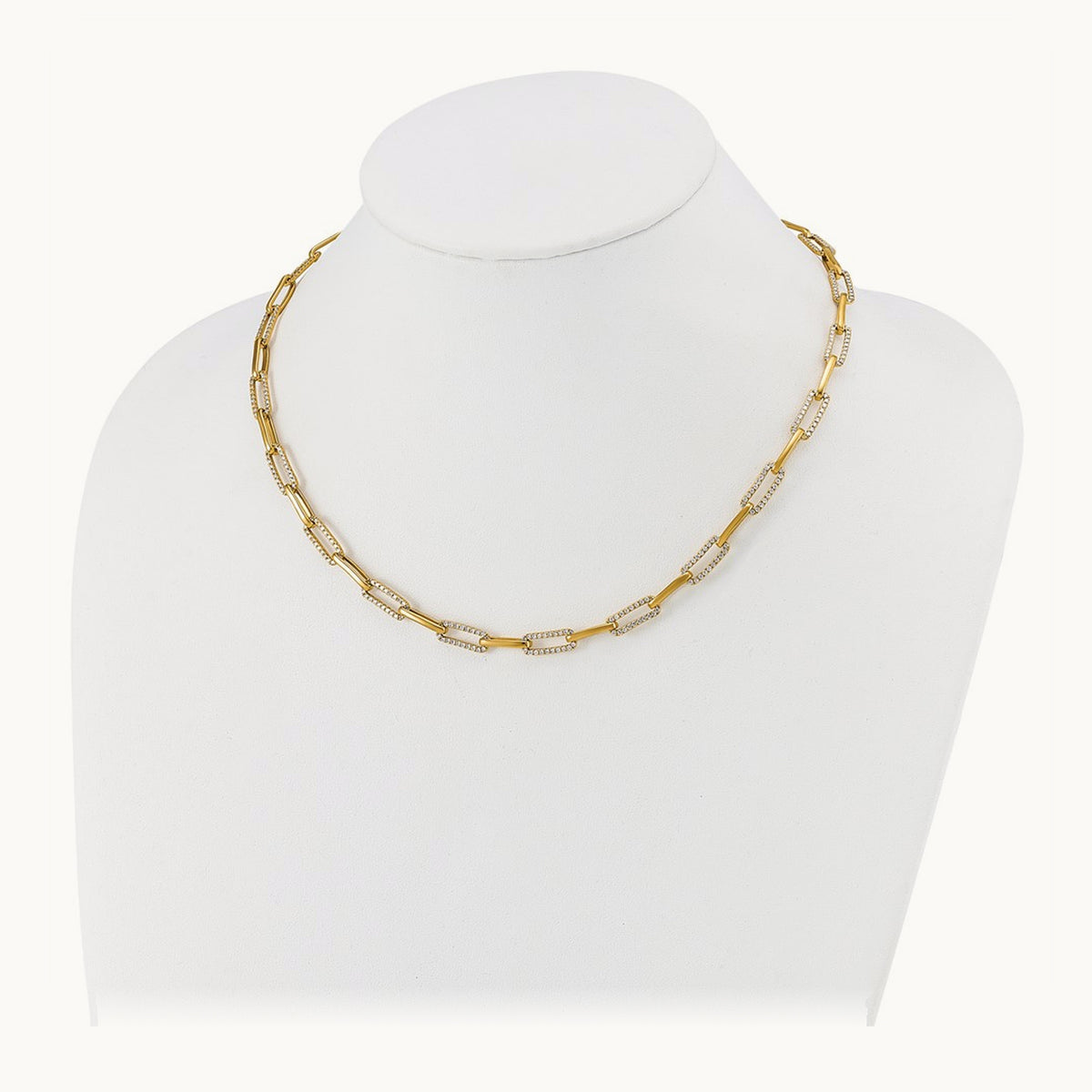 Fashion Paperclip Necklace, 3.75 ct tw Lab-Grown Diamond — 14K Yellow Gold