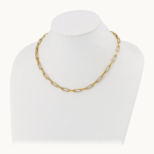 Fashion Paperclip Necklace, 3.75 ct tw Lab-Grown Diamond — 14K Yellow Gold