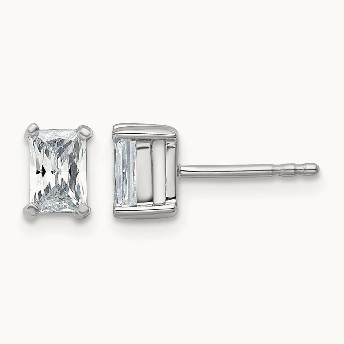 Radiant Four-Prong Stud Earrings, 0.50-6.00 ct tw Lab-Grown Diamond — 1 ct, 14K White Gold