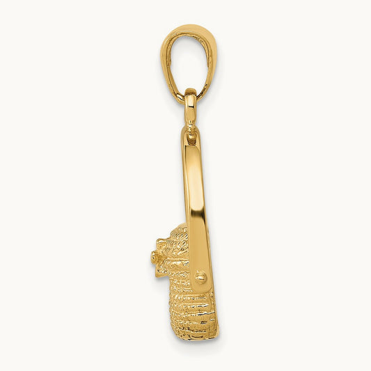 Large Nantucket Basket Pendant, 14K