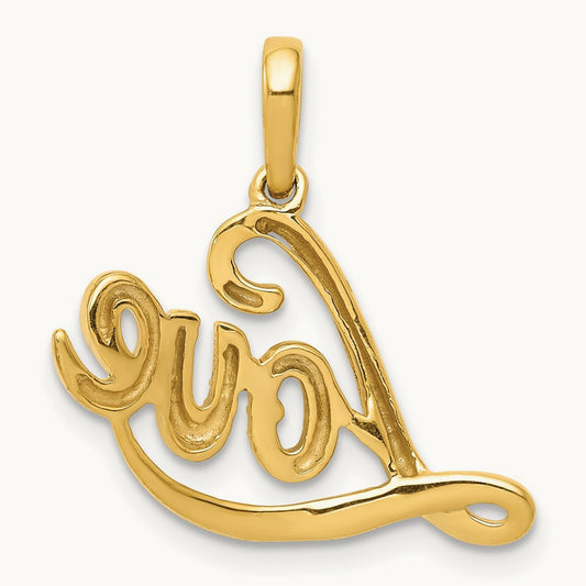 w/Rhodium .02ct. Diamond LOVE Pendant, 14K
