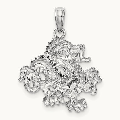 Small Dragon Charm, 14K White Gold