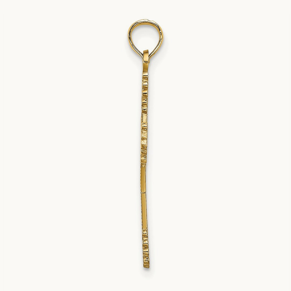 Beaded Tip Cross w/ Heart Center Charm, 14K