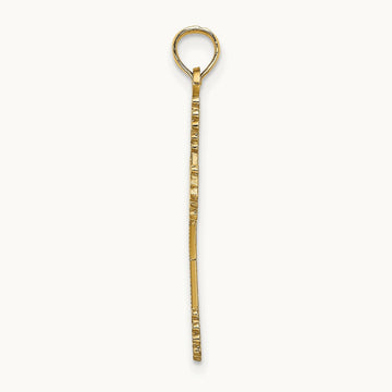 Beaded Tip Cross w/ Heart Center Charm, 14K