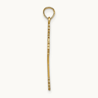 Beaded Tip Cross w/ Heart Center Charm, 14K