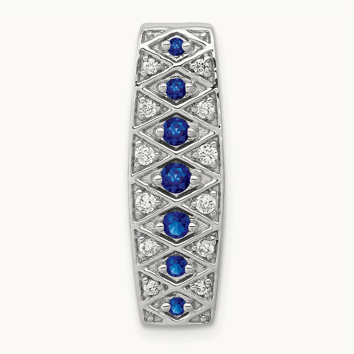 1/5ct. Diamond and .31 Sapphire Fancy Chain Slide, 14K White Gold