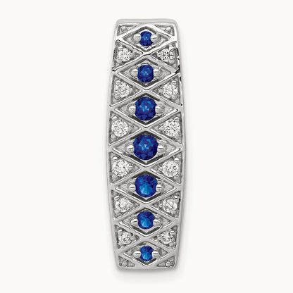 1/5ct. Diamond and .31 Sapphire Fancy Chain Slide, 14K White Gold