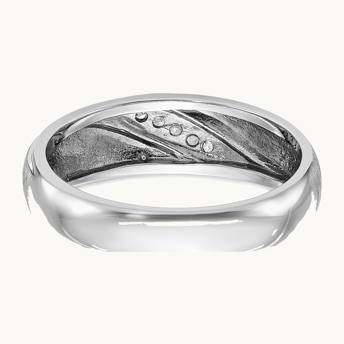 IBGoodman 14K White Gold Men's Polished and Satin 1/15 Carat AA Quality Diamond Ring