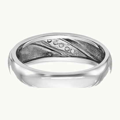 IBGoodman 14K White Gold Men's Polished and Satin 1/15 Carat AA Quality Diamond Ring