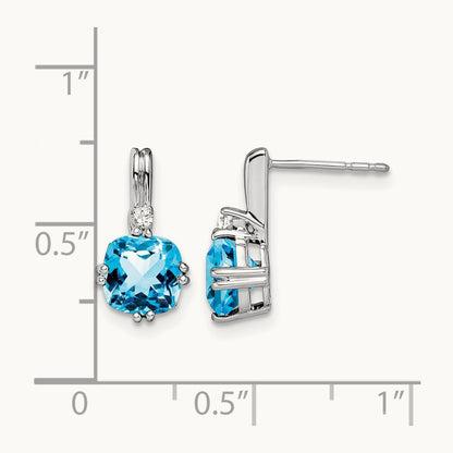 Cushion Blue Topaz and Diamond Earrings — photo set