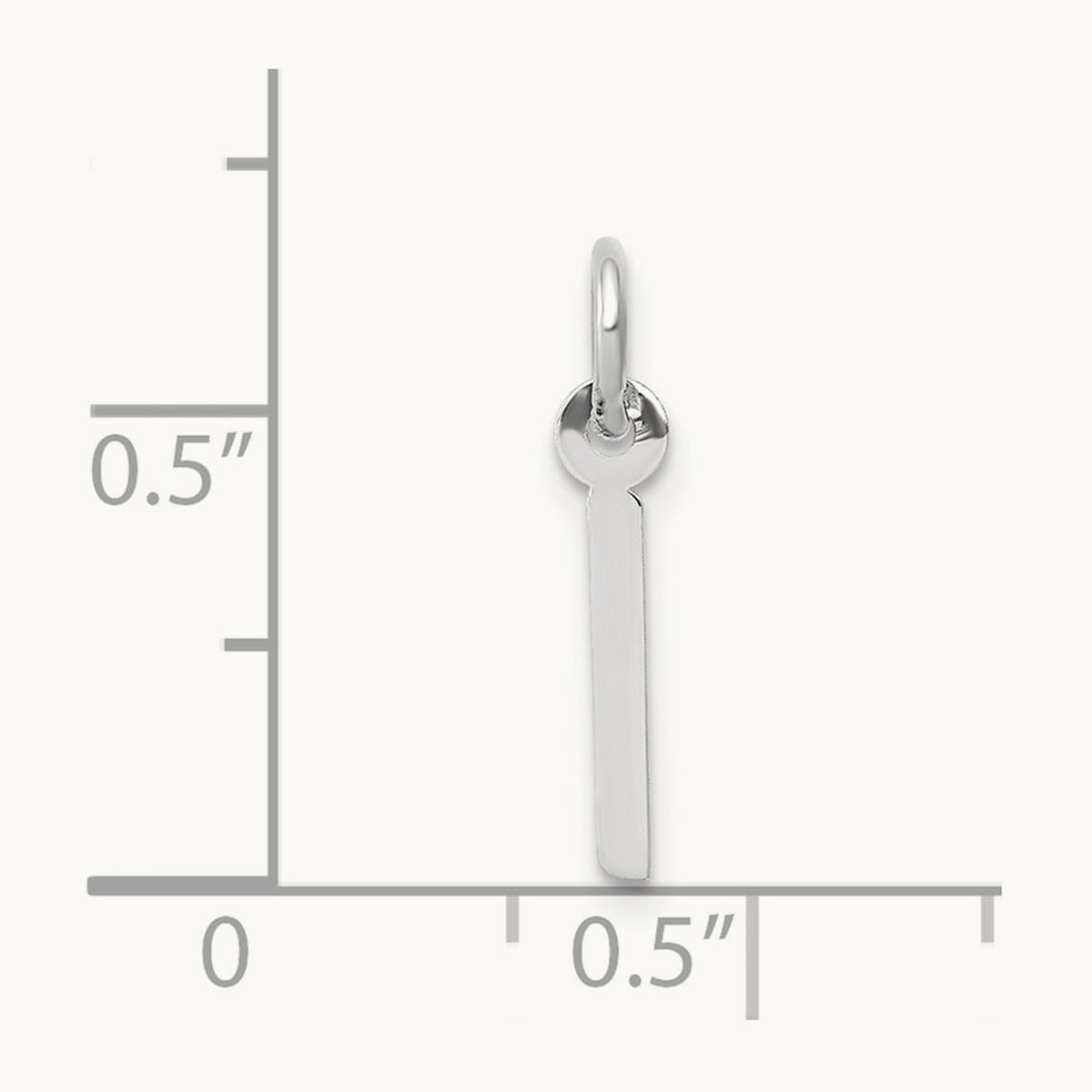 Small Slanted Block Initial Charm — 14K White Gold, I