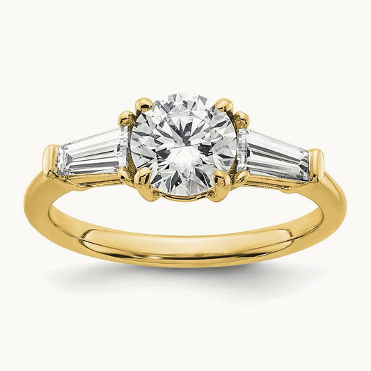 Baguette 3 Stone Engagement Ring, 1.50-3.75 ct tw Lab-Grown Diamond — 1 1/2 ct, 14K Yellow Gold